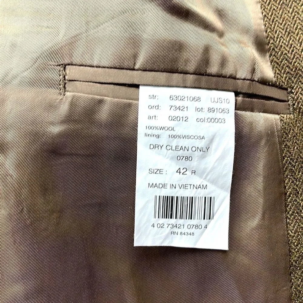 Alan Flusser Sports‎ Coat Mens 42R Brown Knit Wool Blazer